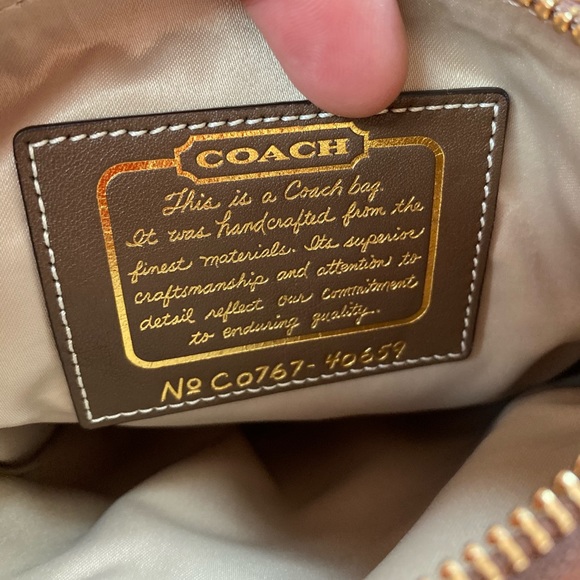 Coach Scarf Material Swingpack in Green and Brown - Picture 3 of 3